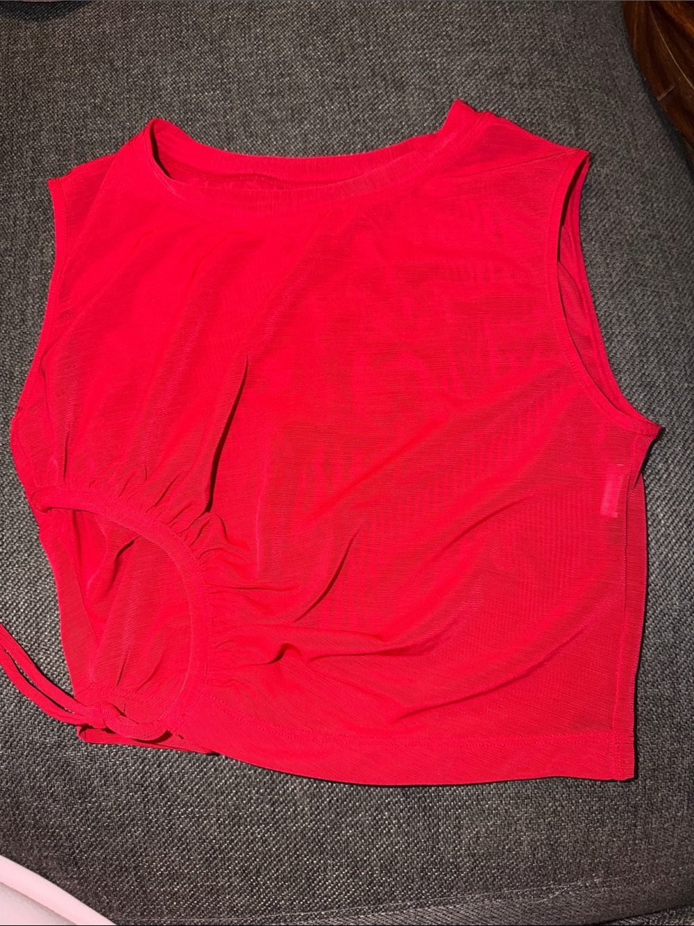 Women’s Sleeveless Side-Ruched Crop Top - Bright Red